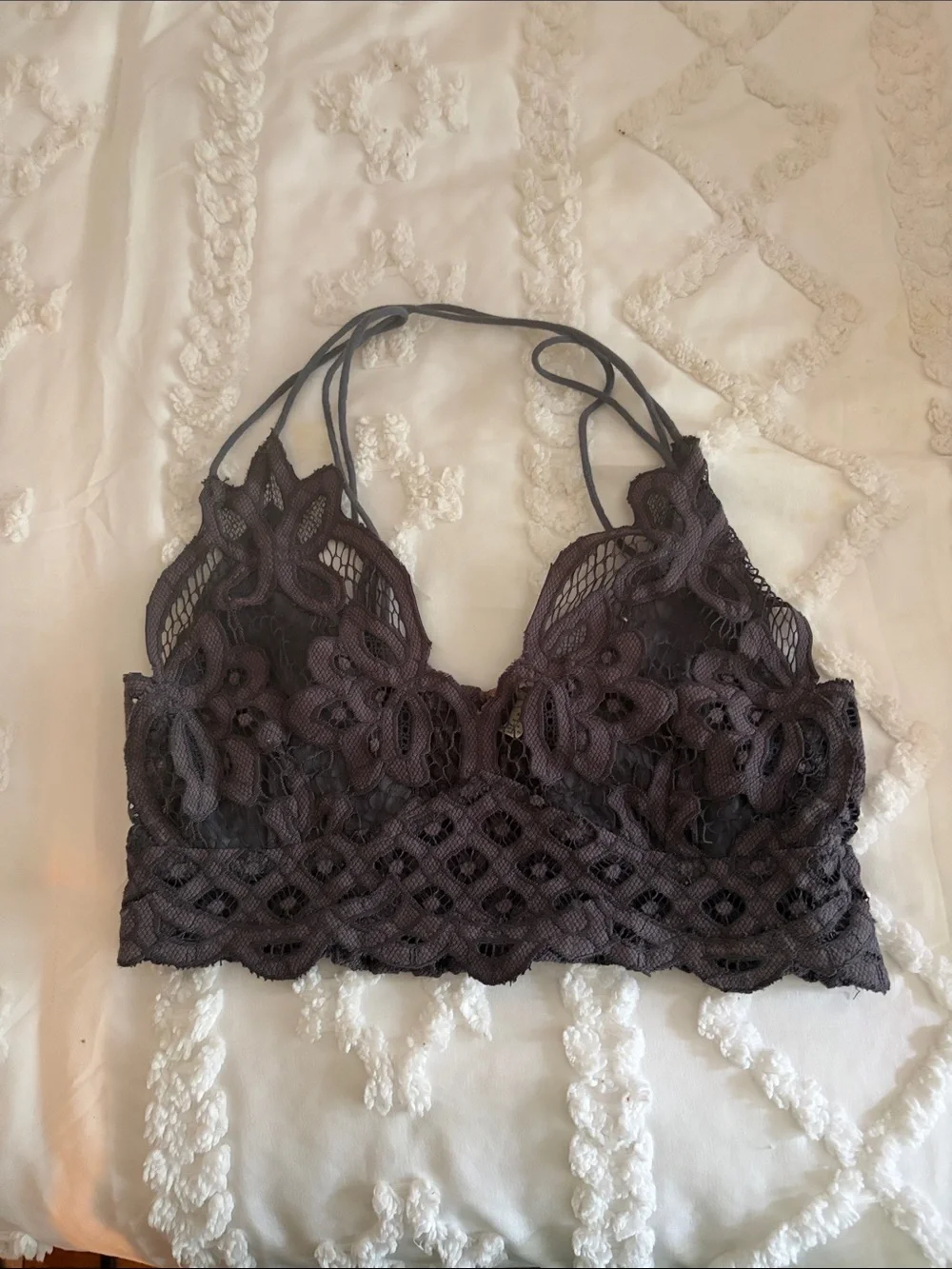Free People Adella Longline Slate Lace Bralette size small